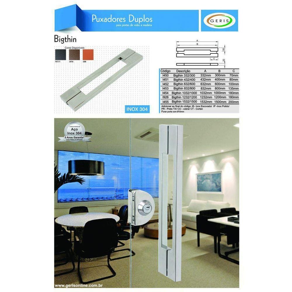 Puxador Big Thin 432/400 Inox Escovado