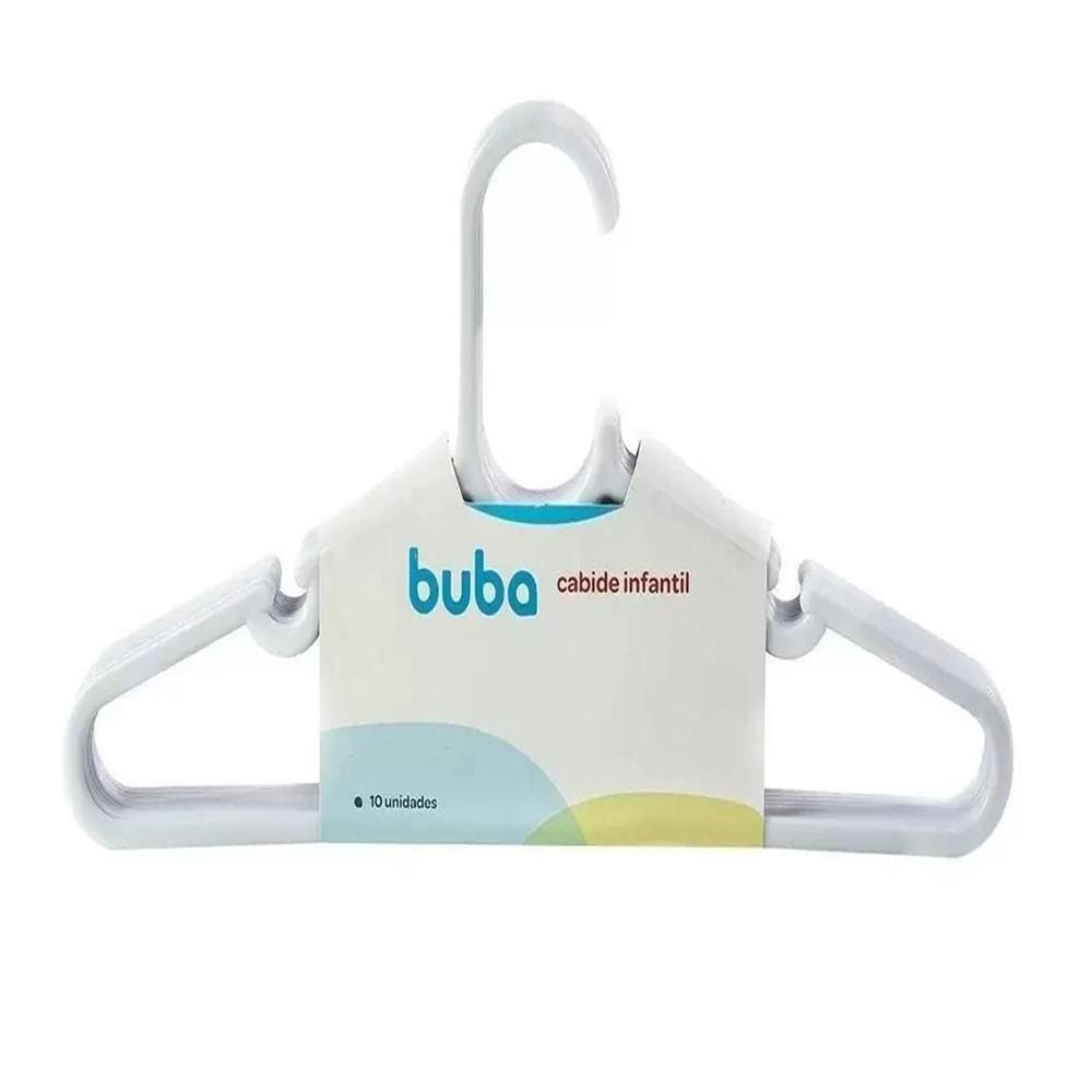 Kit Com 10 Cabides Infantil Branco Buba - Cia Bebê