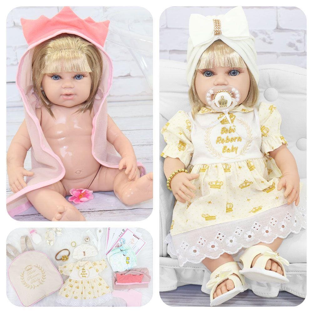 Boneca Bebê Reborn Princesa Morena Roupa Rosa 53cm - ShopJJ - Brinquedos, Bebe  Reborn e Utilidades