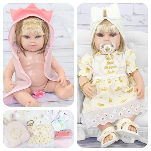 Boneca Bebe Reborn Recem Nascida Silicone Com Lindos Itens