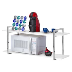 Nicho Cozinha Cromado Com Prateleiras Branco 80cm