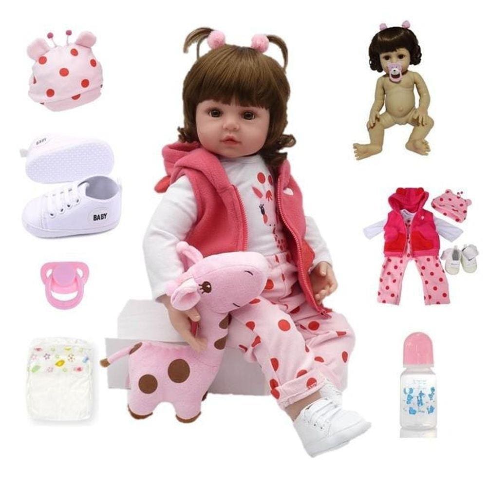 Boneca Bebê Reborn Realista Girafinha Menina de Silicone 48c - Chic Outlet  - Economize com estilo!