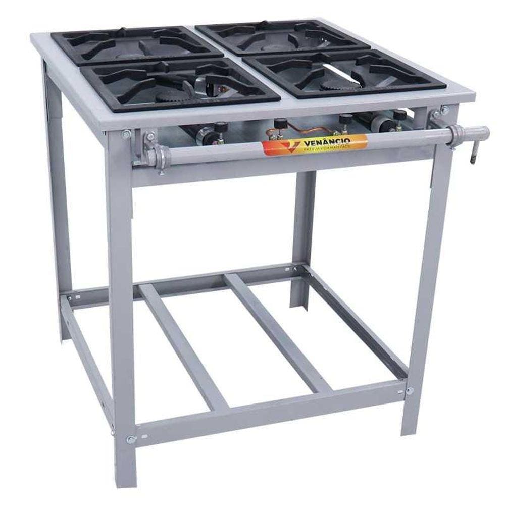 Fogão a Gás Alta Pressão Industrial Vulcão 4 Queimadores VAP4 - Venâncio