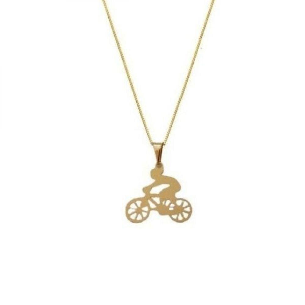 Colar Ciclista Corrente Banhado a Ouro 18k
