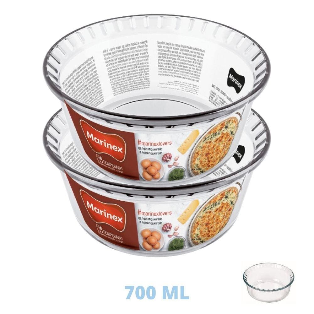 Forma Suflê Travessa Assadeira 700ml de Vidro Marinex - 2 Un