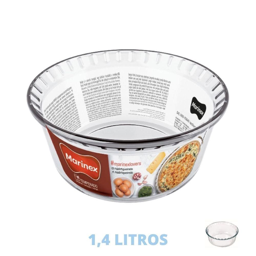 Forma Travessa Assadeira Suflê Redonda 1,4 L Vidro Marinex