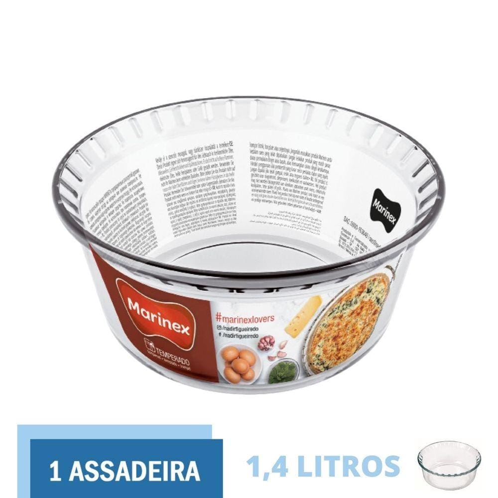 Forma Suflê Travessa Assadeira 1,4 L Clássica Vidro Marinex