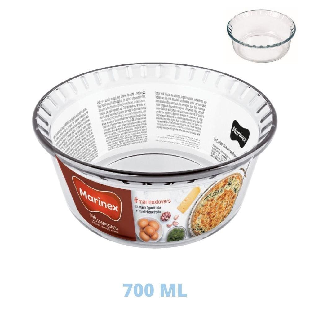 Forma Suflê Travessa Assadeira 700ml Clássica Vidro Marinex