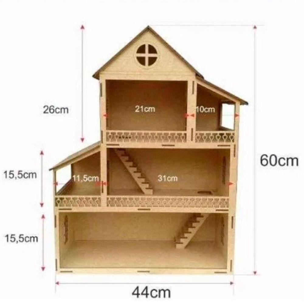 Casa de Boneca em mdf com Tema 60cm