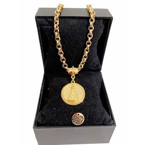 Colar Feminino Elo Português Grosso 6mm Nossa Senhora Dourado
