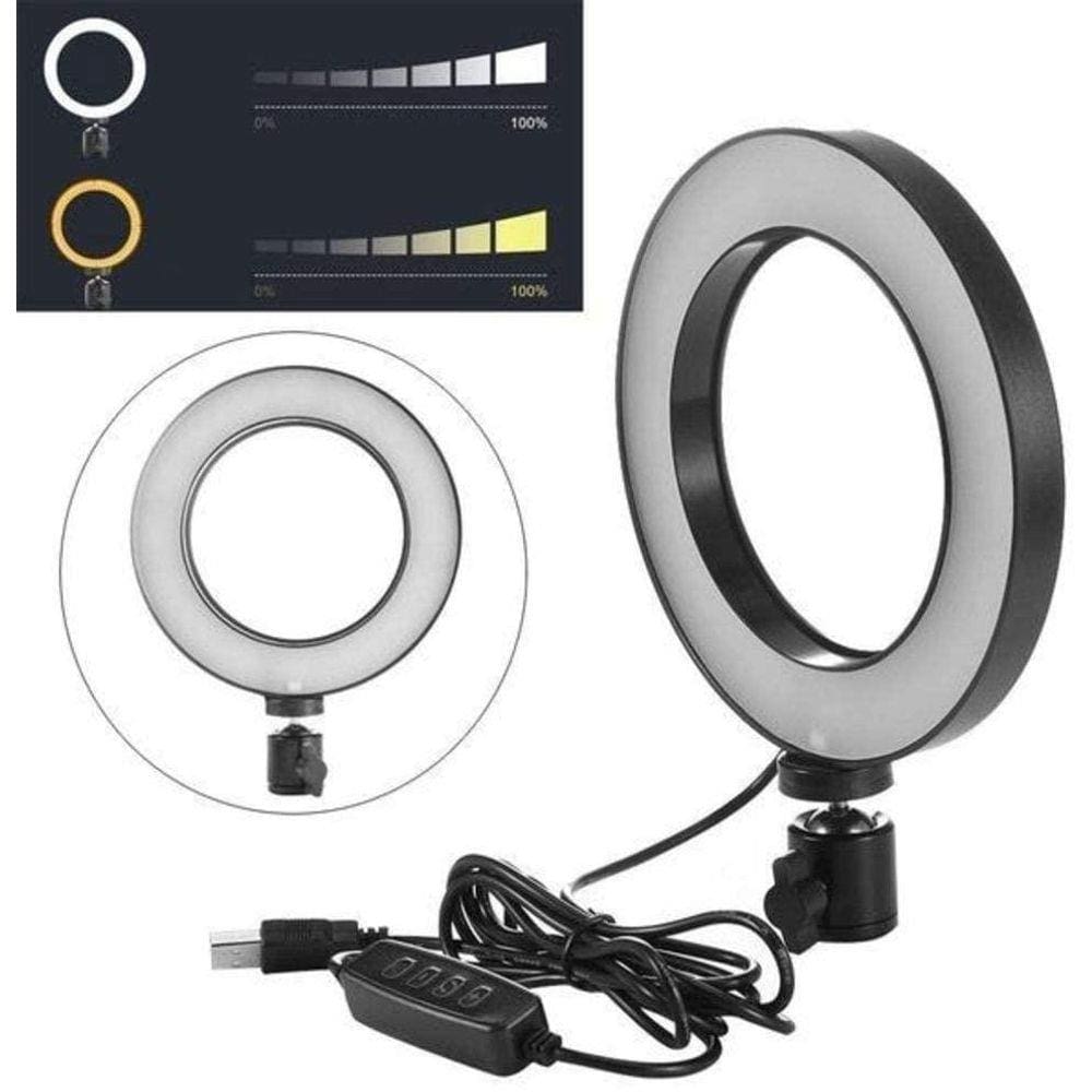 Iluminador Ring Light 16Cm Usb Led Misto 3500K 5500K + Tripé