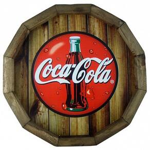 Quadro Tampa De Barril Em Madeira Rústica Coca Cola