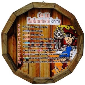 Quadro Tampa De Barril Os 10 Mandamentos Do Rancho