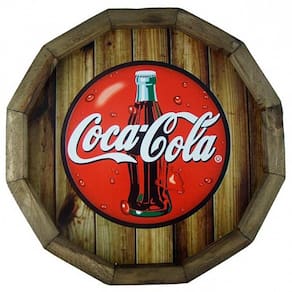 Quadro Tampa De Barril Em Madeira Rústica Coca Cola