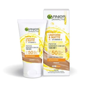 Protetor Solar Hidratante Garnier SkinActive Uniform e Matte FPS 50 Cor Morena 40g