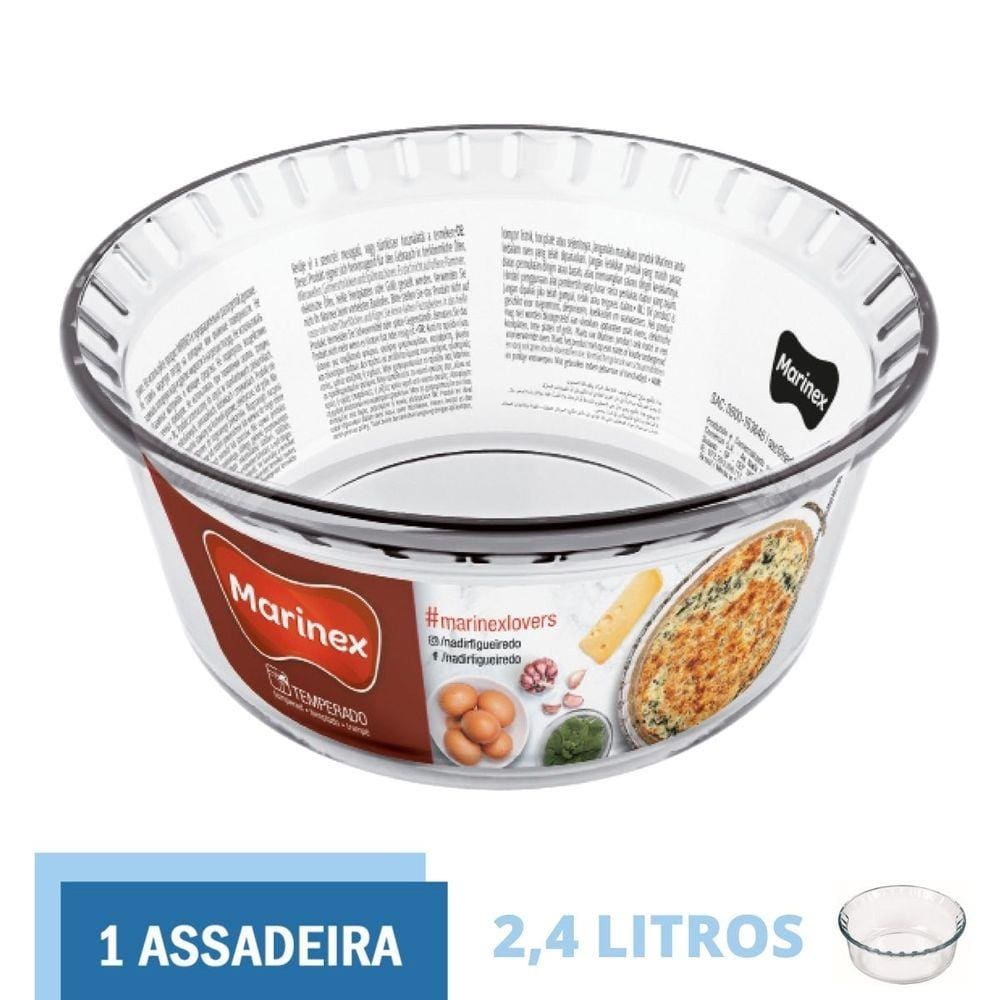 Forma Travessa Assadeira Suflê Redonda 2,4 L Vidro Marinex