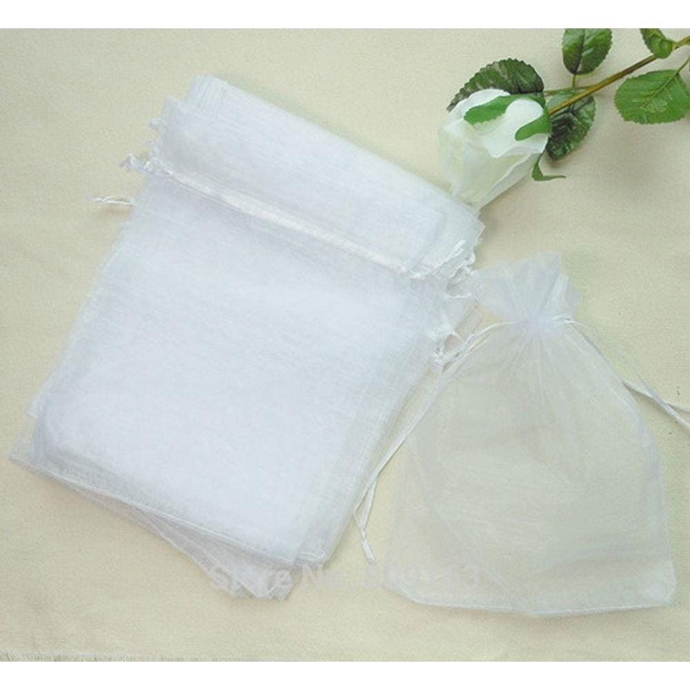 100 saquinhos de organza Branco 12x17