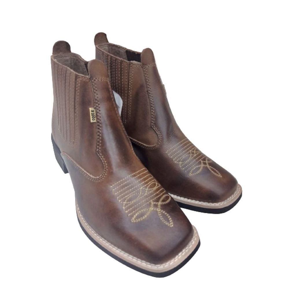 Bota Cano Curto F-1000 Café Bico Quadrado