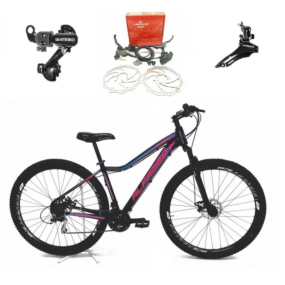 Bicicleta Aro 29 Feminina Alfameq Pandora 24v Câmbios Shimano Freios Hidráulicos Garfo com Suspensão