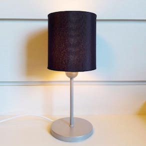 Abajur de Mesa Cinza Tecido Cilindrica 14x15cm Preto Bivolt