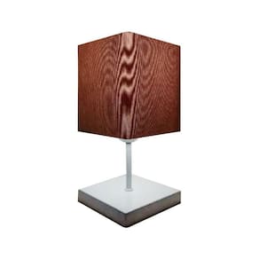 Abajur Quadrado de Mesa Branco Tecido 15/13x13 Palha Bivolt