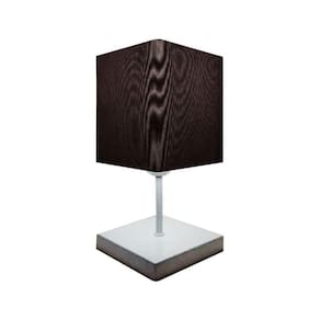 Abajur Quadrado de Mesa Branco Tecido 15/13x13 Preto Bivolt