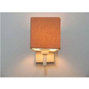 Arandela Quadrada Base Branco em Tecido 14x14cm Palha Bivolt