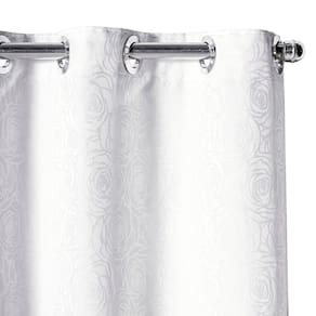 Cortina Jacquard Atenas Flowers 2,70 m x 1,60 m Branco