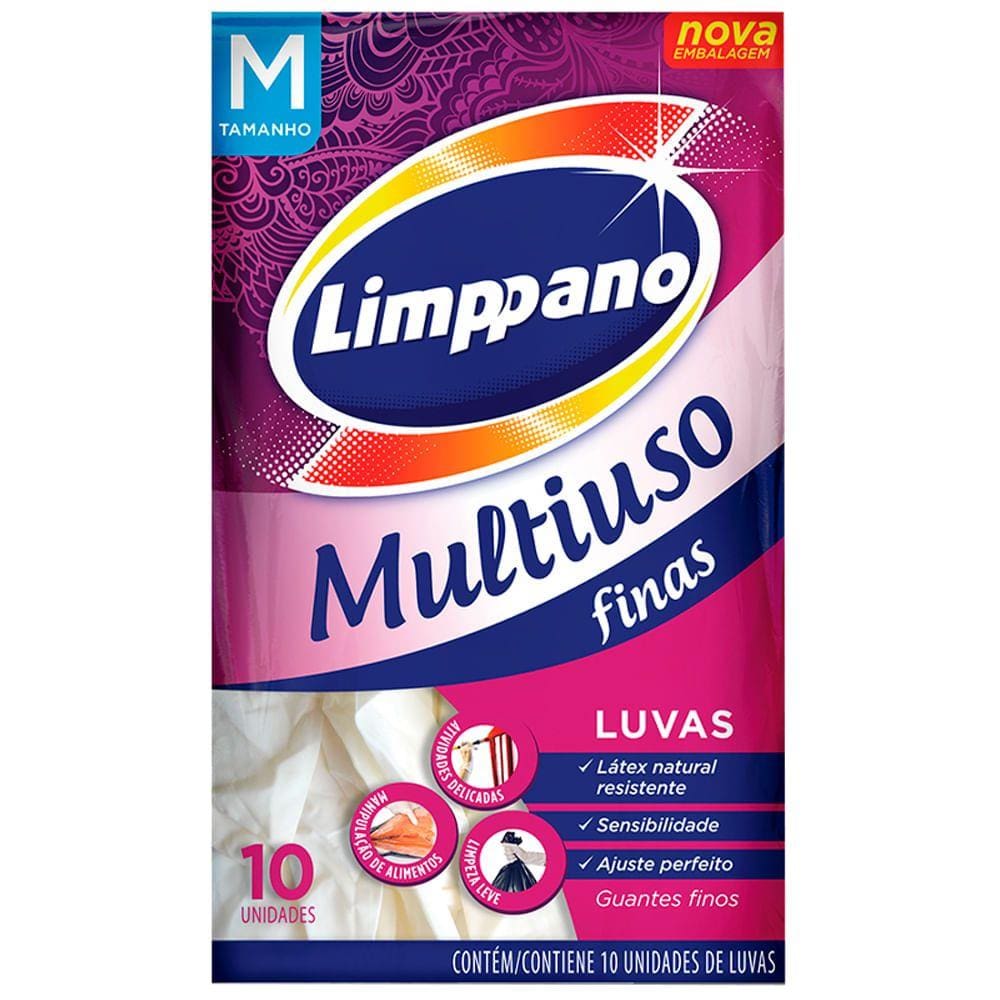 Luvas Latex Limppano Finas Multiuso M 10 Unidades