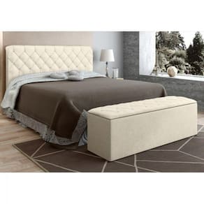 Cabeceira Baú Colchão Box De 140cm Paris Amassado Bege