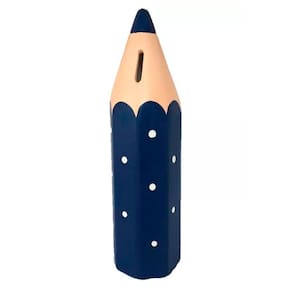 Cofre Lápis De Cor Grande Escolar Em Cerâmica Decor - Azul Marinho