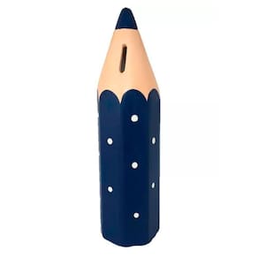 Cofre Lápis De Cor Grande Escolar Em Cerâmica Decor - Azul Marinho