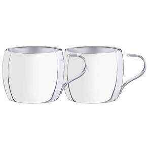 Conjunto de Xícaras Inox Tramontina para Chá e Capuccino Acabamento Brilho 2 Peças Tramontina