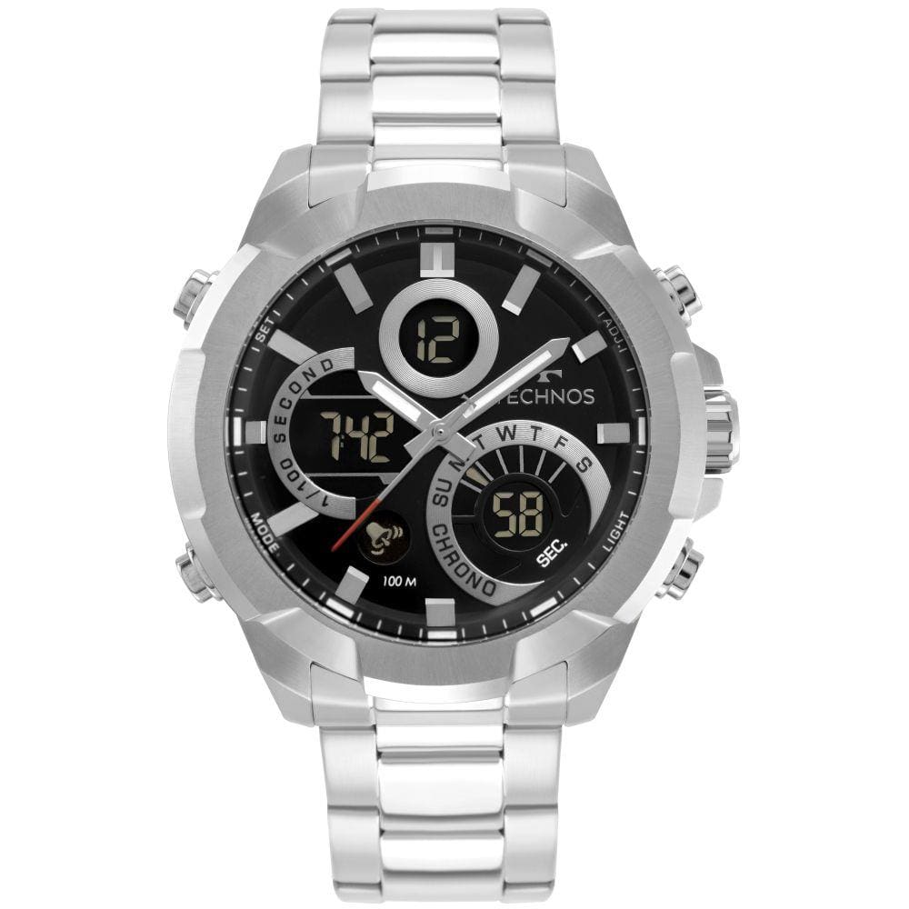 Relogio Technos Masculino Prateado W23721AAC/1P Anadigi