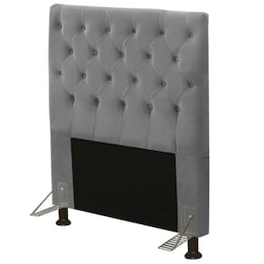 Cabeceira Cama Box Solteiro 90cm Cristal Suede Cinza