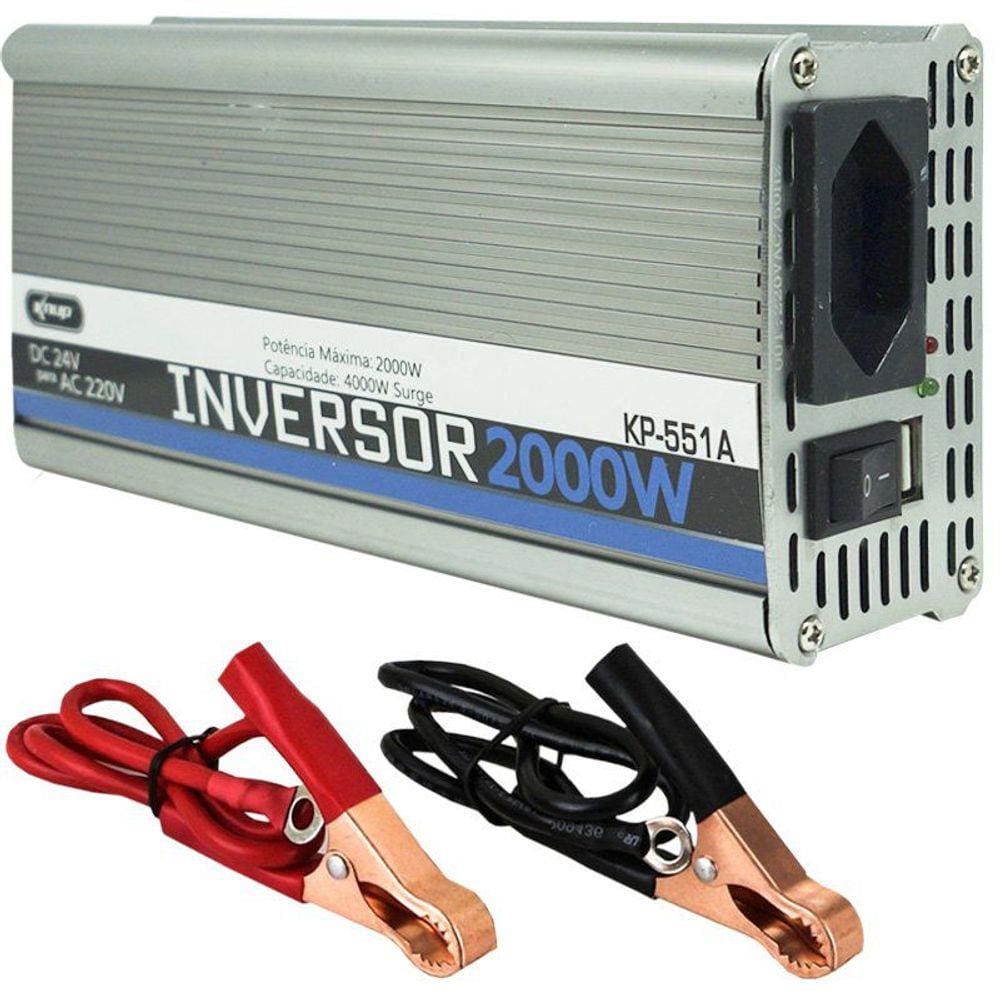 Inversor Conversor 24V Potência 2000W Veicular Transformador Tensão Knup KP-551 Cinza