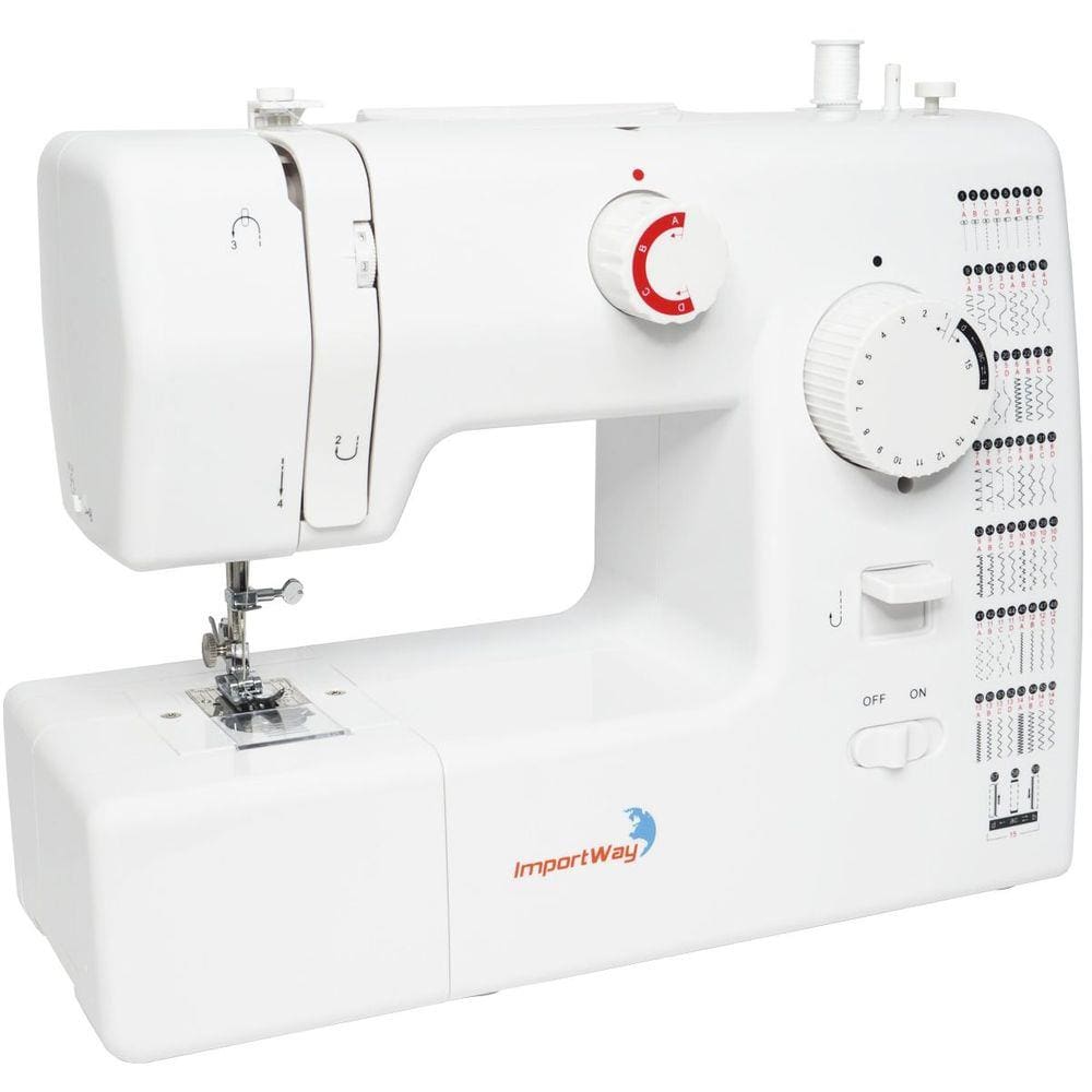 Máquina de Costura Elétrica Portátil 59 Pontos Bivolt Pedal Luz Alça IWMC-509 Branca