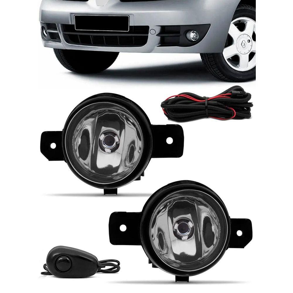 Kit Farol de Milha Renault Clio 2003 2004 2005 2006 2007 2008 2009 2010 2011 2012 Botão Alternativo