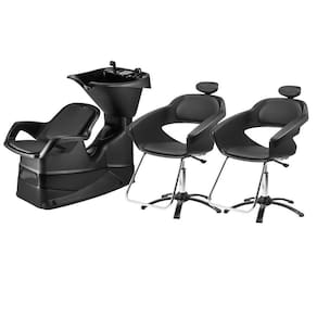Kit Salão de Beleza Lavatório de Cabelo E 2 Cadeiras Primma Dompel Com Apoio de Cabeça