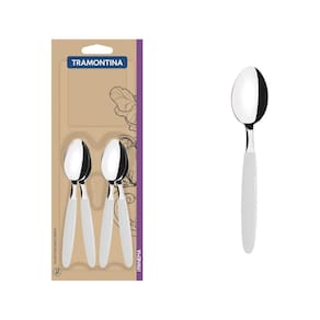 Conjunto de Colheres para Chá Tramontina Ipanema com Lâminas em Aço Inox e Cabos de Polipropileno Branco 12 Peças Tramontina