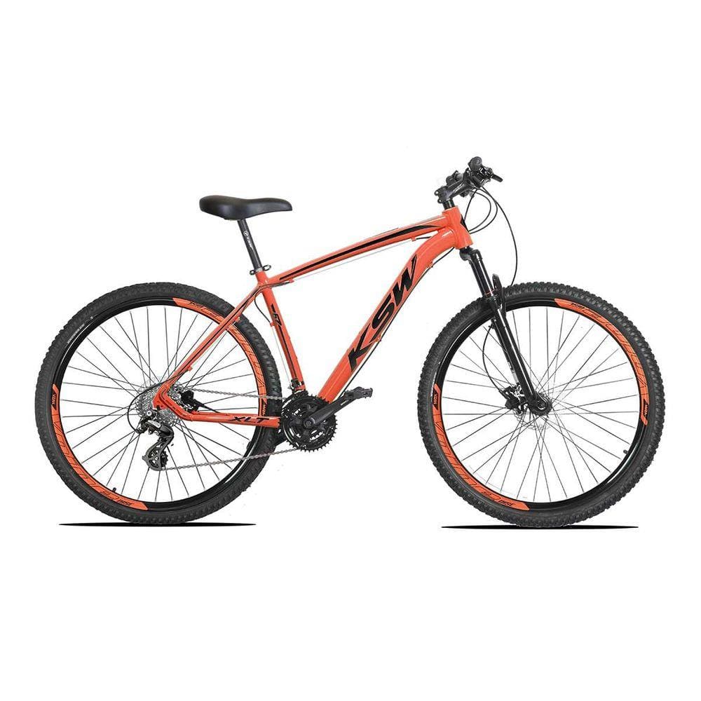 Bicicleta Aro 29 KSW XLT Altus 24v e Trava Laranja Neon com Preto 21