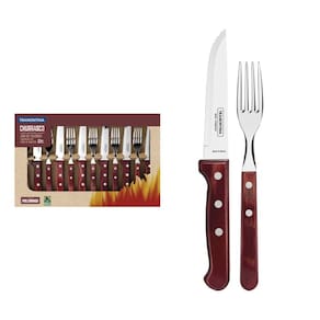 Jogo 12 Peças Churrasco Inox Polywood Tramontina