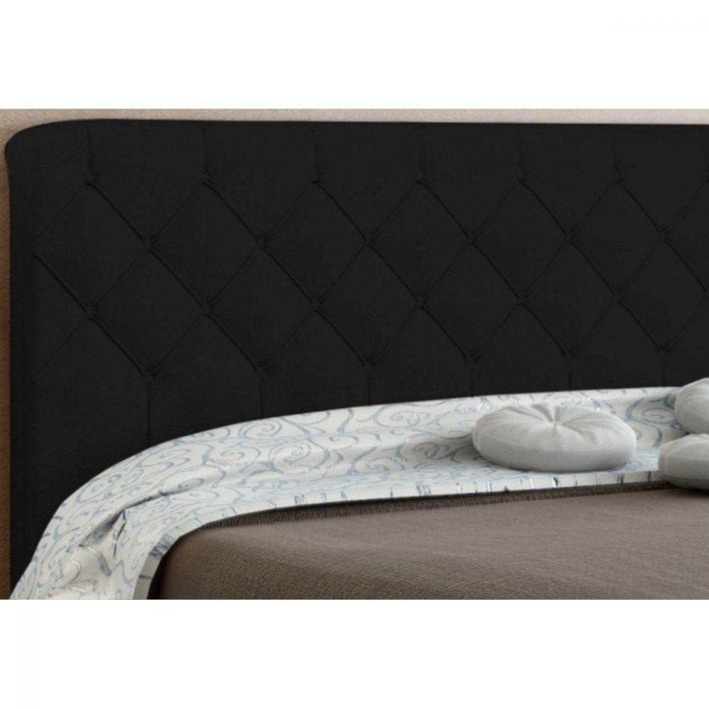 Cabeceira Box Casal 140cm Paris Amassado Preto