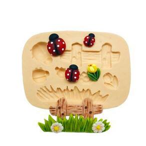 Molde De Silicone Jardim, Joaninha, Grama
