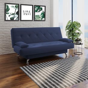 sofá cama 1,80m Isabel Suede Azul Adonai Estofados