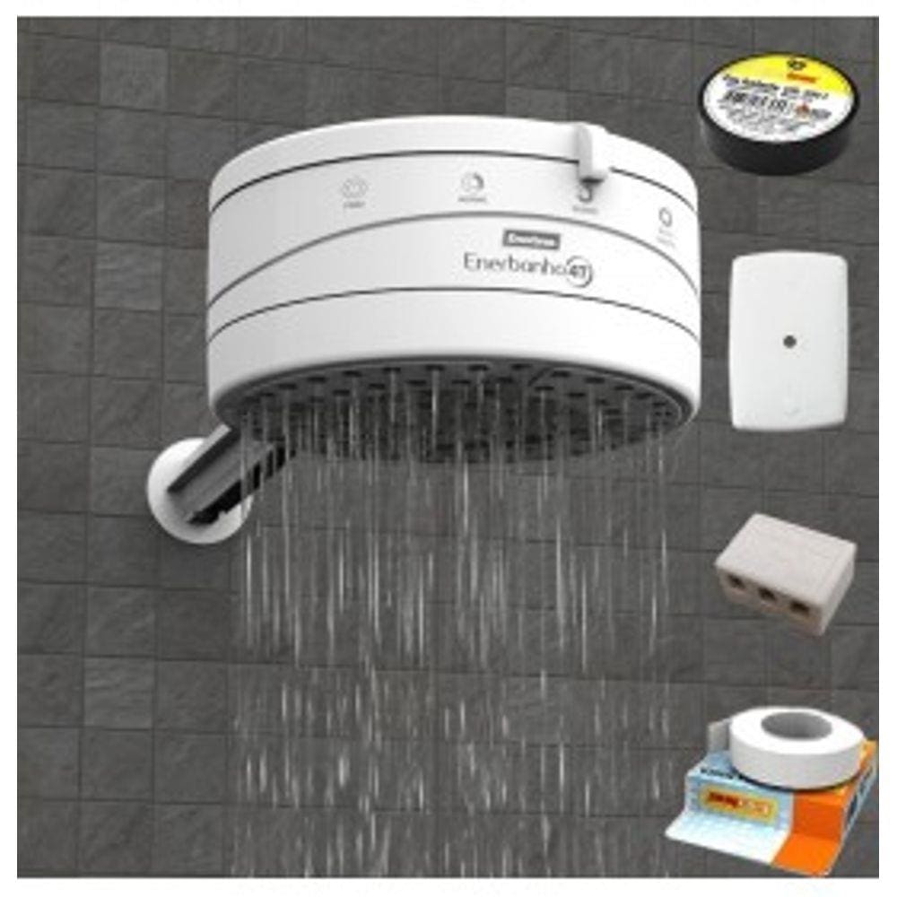 Kit Chuveiro Enerbanho 4T (127V~6800W)  - Enerbras Branco - Kitenerbanhobranco