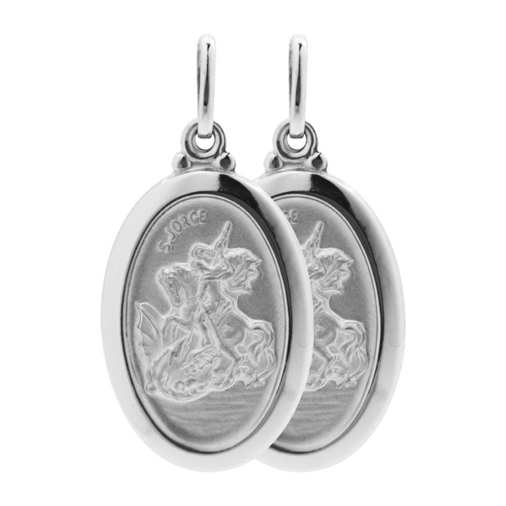 Pingente Aço São Jorge Oval 30x21mm