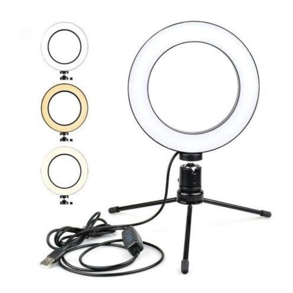 Ring Light Led Mesa Iluminador Pequena Tripé 6 Polegada 16Cm