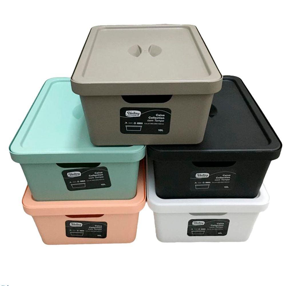 Caixa Organizadora Collection Com Tampa 10 Litros Utility