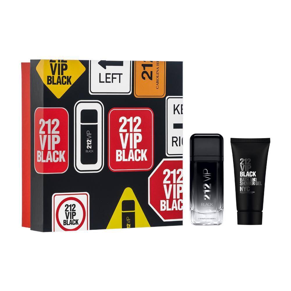 Kit Carolina Herrera 212 Vip Black Perfume Masculino EDP 100ml + Gel de Banho 100ml